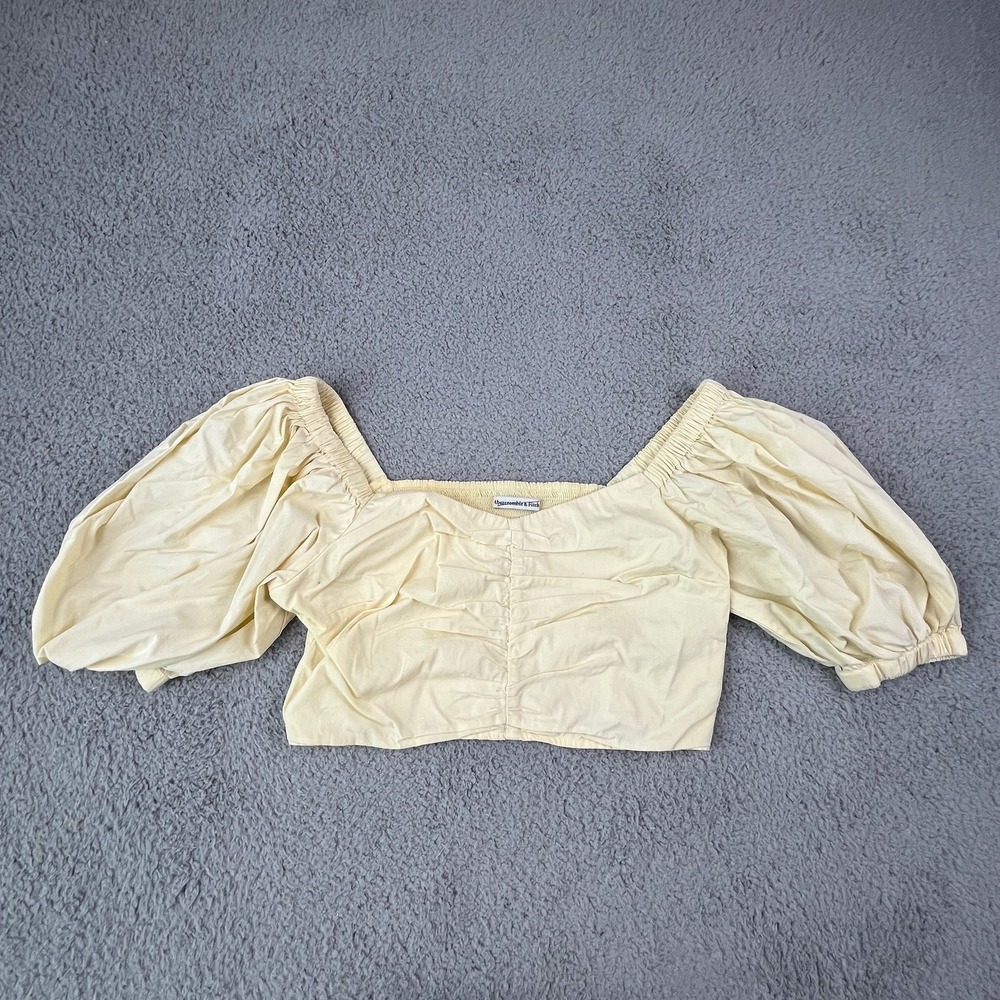 Abercrombie & Fitch Blouse Womens Medium Puff Sleeve Cropped Square Neck‎ Top